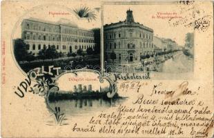 1899 Miskolc, Főgimnázium, Városház tér, Megyeház utca, Diósgyőri várrom. Kiadja Verő J. és Társa. Art Nouveau, floral (EB)