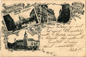 1898 Pécs, Belvárosi székesegyház, Király utca, üzletek, zárda. Kiadja Günsberger Lajos. Art Nouveau, floral (vágott / cut)