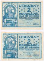 1919. Ganz Törzsgyár 2K piros sorszámmal + Ganz Törzsgyár 2K sorszám nélkül T:II,III egyiken ragasztónyom