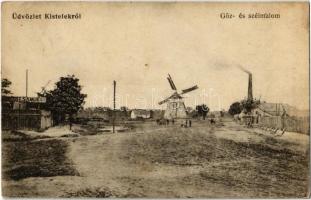 1916 Kistelek, Gőz és szélmalom, üzlet. Meisl Bernát kiadása / windmill (EK)