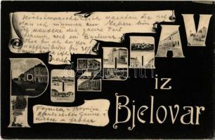 1906 Belovár, Bjelovar; Szecessziós üdvözlőlap / Pozdrav / Art Nouveau greeting art postcard (EK)