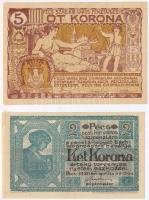 Pécs 1920. 2K + 5K pénztárjegy T:III egyiken kis restaurálás