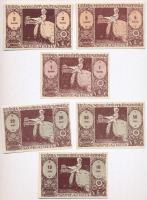 Szombathely 1920. "Uránia Mozgófényképszínház" 10f + 20f + 50f + 1K + 2K + 5K utalvány T:I...