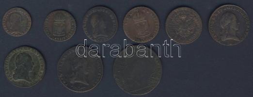 Ausztria/magyar verdejel kis tétel 1800-1851. 1/2Kr (2x) klf típusban + 1Kr (2x) klf típusban + 2Kr ...