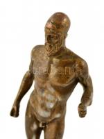 Ókori görög férfi, modern réz szobor, alabástrom talapzaton, kis kopásokkal, m: 16 cm