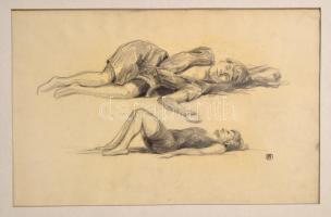 Helbing Ferenc (1870-1958): Tanulmány rajz. Ceruza, papír, jelzett (pecsét), 27×41 cm