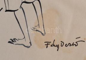 Fáy Dezső (1888-1954): Háremhölgyek. Tus, papír, jelzett, kis foltokkal, 17×20 cm