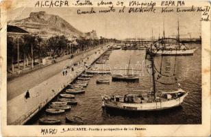 1935 Alicante, Puerto y perspectiva de los Paseos / port view with ships. Letter adressed to Clara Gombossi (Béla Bartóks lover) with drawn music sheets (EB)
