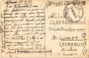 1935 Alicante, Puerto y perspectiva de los Paseos / port view with ships. Letter adressed to Clara G...