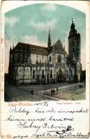 1908 Kassa, Kosice; Nagy templom, dóm. Kiadja Feitzinger Ede 1902/12. / cathedral (kopott sarkak / worn corners)