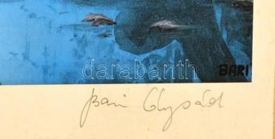 Bari Árpád (1953- ): Láperdő. Színes szitanyomat, papír, jelzett, karcolásokkal, keretben, 50×36 cm