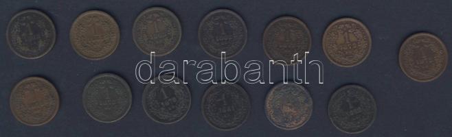 1868-1882. 1kr (13x) T:3,3/4