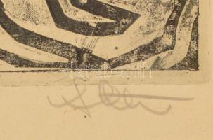 Stettner Béla (1928 - 1984): Tánc. Rézkarc, papír, jelzett,  üvegezett keretben, 38×30 cm