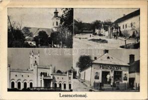 Lesencetomaj (Keszthelyi-fennsík), templom, utca és posta, Hertelendy kastély, Hangya szövetkezet üzlete. Foto: Ivánfai (EK)
