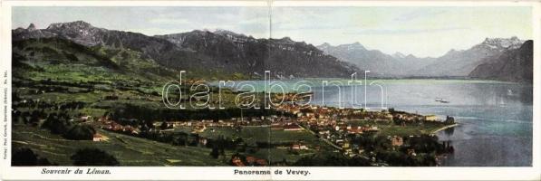 Vevey. Souvenir du Léman. Folding panoramacard