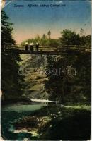1918 Csingó, Cingov (Szepes); Hernád áttörés, Csingó híd. Kiadja Ferencz D. / Prielom Hornádu (Slovensky raj) / wooden bridge, canyon along the Hornád river (EM)