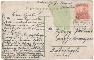 1918 Losonc, Lucenec; Városi szálloda, Polgári leány iskola, kerékpárosok. Kiadja Bicskei Zoltán / h...