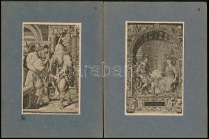 19 db, különféle festményekről készült régi nyomat, kartonra ragasztva, különböző méretben, részben ...