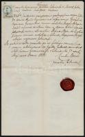 1846 Szombathely, Keresztelési anyakönyvi kivonat, viaszpecséttel, 50kr okmánybélyeggel