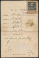 1861 Igazolási jegy rákospalotai lókupec részére