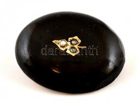 Ezüst(Ag) gyászékszer bross, jelzett, 3,5×2,5 cm, bruttó: 10,3 g