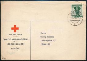1956 a Nemzetközi Vöröskereszt magyarországi segélyszervezete vezetőjének gépelt, aláírt hivatalos levele bécsi delegált részére, borítékkal