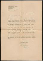 1956 a Nemzetközi Vöröskereszt magyarországi segélyszervezete vezetőjének gépelt, aláírt hivatalos l...