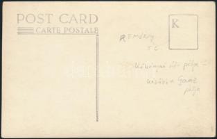 cca 1930 a Remény FC csapata a Kőbányai úti pályán (későbbi Ganz-pálya), fotó, hátulján feliratozva,...