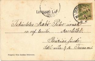 1906 Debrecen, Vasúti átjáróhíd, vasútállomás. Kiadja Pongrácz Géza (EK)