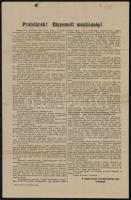 1898 A Szociáldemokrata Párt kiáltványa a kormányzati cenzúra bevezetése ellen 25x42 cm + kapcsolódó...