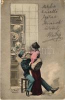 1902 Romantic couple in the kitchen. s: E. Ernst