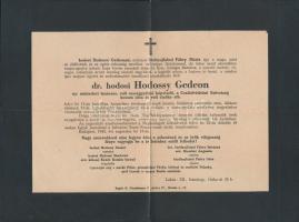 1945-1946 dr. hodosi Hodossy Gedeon ny. miniszteri tanácsos, országgyűlési képviselő, Családvédelmi ...