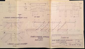 1947 A zsidódi híd tervrajzai 9 db nagyméretű terv