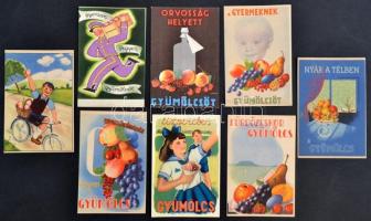 cca 1940 8 db gyümölcsöket reklámozó képeslap