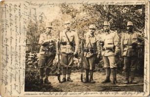 1914 Osztrák-magyar és német katonák pisztolyokkal / WWI Austro-Hungarian K.u.K. and German military, soldiers with guns. photo + K. k. Landwehrinfanterieregiment Marburg No. 26. (EK)