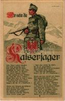 Wir sein die Kaiserjäger. Marsch von Karl Mühlberger, Kapellmeister im k.u.k. I. Regiment der Tiroler Kaiserjäger / WWI Austro-Hungarian K.u.K. military, Tyrolean Rifle Regiments, marching song, litho