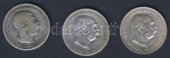 Ausztria 1893-1915. 1K Ag (3x) klf évszámmal T:2,3