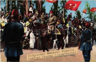 Le Généralissime Mahmoud Chefket Pacha / Mahmud Shevket Pasha, Ottoman general and statesman, Turkish flags (Rb)