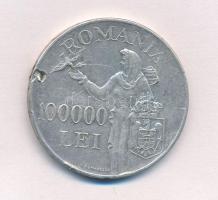 Románia 1946. 100.000L Ag "I. Mihály" T:2- durva ph. 
Romania 1946. 100.000 Lei Ag "...