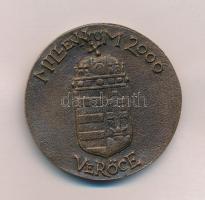 2000. "Géza Fejedelem / Millenium 2000 - Verőce" kétoldalas, öntött Br plakett (58mm) T:1-