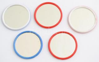 5 db kis kézi tükör balatoni és budapesti látképekkel, jó állapotban, d: 6 cm