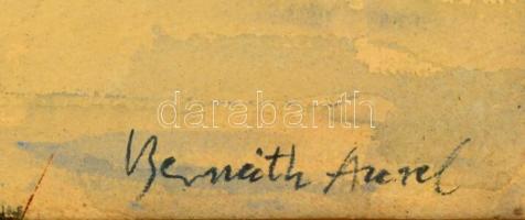 Bernáth jelzéssel: Csónak a tavon. Akvarell, papír, üvegezett keretben, 27×38 cm