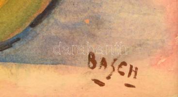 Basch jelzéssel: Asztali csendélet. Akvarell, papír, üvegezett keretben, 32×40 cm