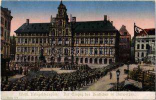 Westl. Kriegschauplatz, Der Einzug der Deutschen in Antwerpen. Zum Gloria-Viktoria Album Kriegsfürsorgeamt Serie 5/3. / WWI Entry of the German troops to Antwerp (EK)
