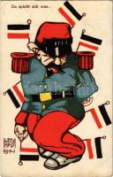 Da spießt sich was... B.K.W.I. 757-3. / WWI German military caricature s: Lenard (EB)