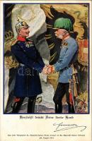 Herzlichst drückt Deine starke Hand. M. Munk Wien Nr. 926. / Viribus Unitis propaganda, German Emperor Wilhelm II shakes hands with Franz Joseph I of Austria s: Th. Zasche