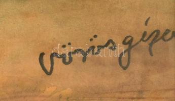 Vörös jelzéssel: Piros inges nő. Akvarell, papír, üvegezett keretben, 54×34 cm