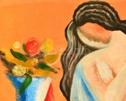 Kádár jelzéssel: ülő női akt. Tempera, papír, üvegezett keretben, 60×42 cm