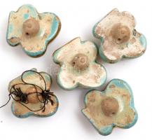 5 db régi kerámia gomb, 1,5×1,5 cm