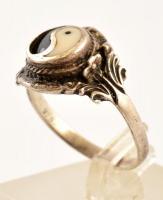 Ezüst(Ag) jin-jang gyűrű, jelzett, méret: 60, bruttó: 4,5 g